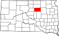 Harta statului South Dakota indicând comitatul Faulk