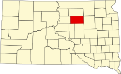 Map of Faulk County within South Dakota