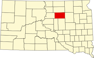 Location of Faulk County in South Dakota Map of South Dakota highlighting Faulk County.svg