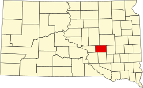 Map of South Dakota highlighting Jerauld County.svg