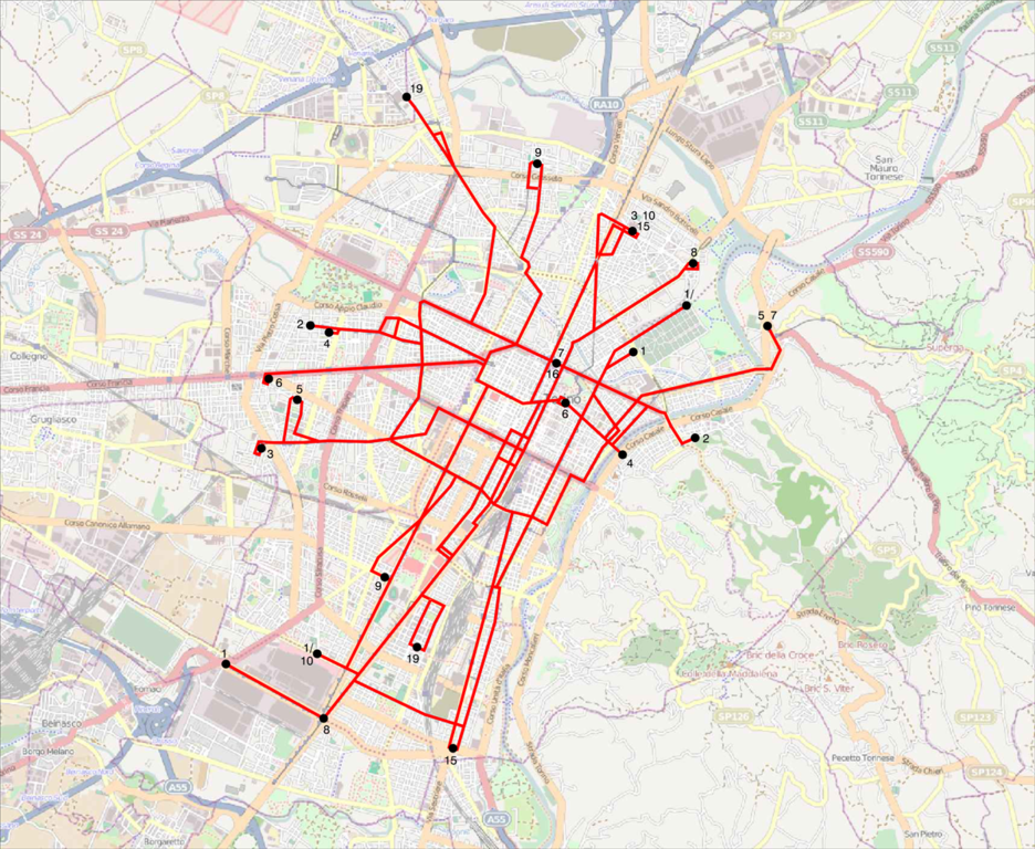 Carte de Turin : Plan détaillé des lieux intéressants 