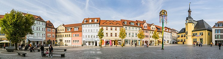 Market square in Apolda, Thuringia, Germany