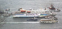Mavi Marmara making a tour of Istanbul harbour on the occasion of her return to Istanbul Mavi Marmara 2010-12-26.JPG