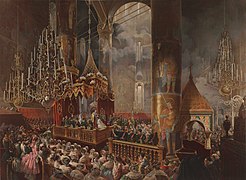 Mihály Zichy. Couronnement d'Alexandre II le 26 août 1856 dans la Cathédrale de la Dormition de Moscou