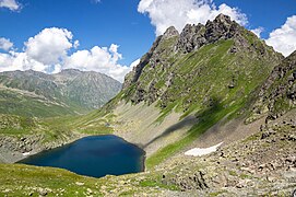 Mountain lake, Mylgval mountain cirque, Western Caucasus