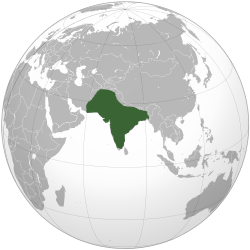 Peta Globe Kekaisaran Mughal pada tahun 1707