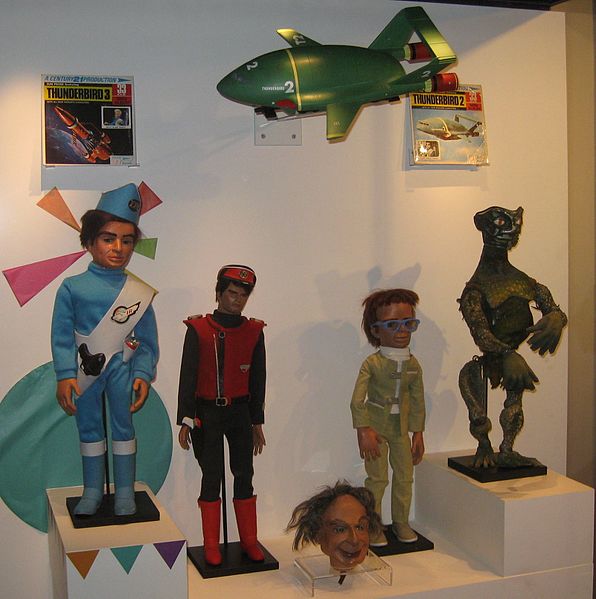 Supermarionation puppet characters from Thunderbirds, Captain Scarlet and the Mysterons and Fireball XL5 on display at the National Media Museum in Br
