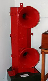 One of the sets of supertyfon horns formerly installed on the lighthouse.