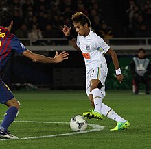 Neymar playing for Santos against Barcelona in the 2011 FIFA Club World Cup Final in Yokohama, Japan