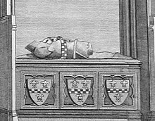 Drawing of mutilated effigy of Nicholas de Cantilupe, 3rd Baron Cantilupe (c.1301-1355), Lincoln Cathedral NicholasDeCantilupe 3rdBaronCantilupe (d.1355) LincolnCathedral.jpg