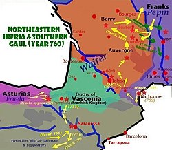 Duchy of Vasconia and both sides of the Pyrenees (760) North and south of the Pyrenees (Year 760).jpg