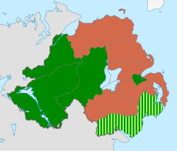 Leading party in each new council Northern Ireland local elections, 2014.svg