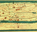 Ausschnitt aus der Tabula Peutingeriana mit NOVAESIUM (Pfeil am oberen Bildrand)