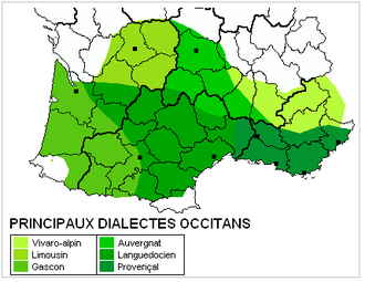 Cartina dei dialetti occitani