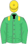 Emerald green, yellow epaulets, yellow cap