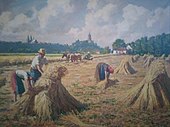 Gemälde: Kornernte bei Kleve (um 1950)