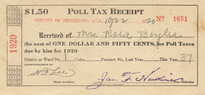 Poll tax receipt in Jefferson County, Alabama, 1920