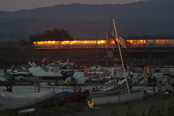 The harbor of Albinia al sunset