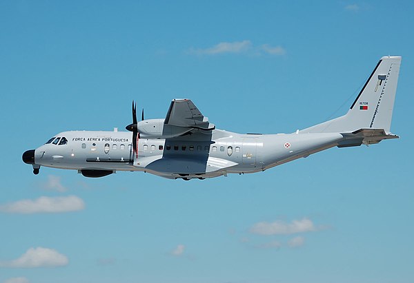 Portuguese Air Force EADS CASA C-295 (code 16708) arrives at RAF Fairford, Gloucestershire, England, on 10 July 2014, for the Royal International Air 