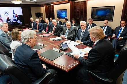 Schumer attended the congressional leadership meeting with Trump in the White House Situation Room on January 2, 2019.
