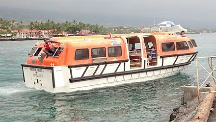 A lifeboat from the "Pride of America", being used as a tender in Hawaii.