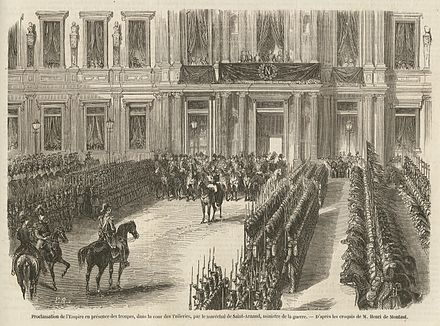 The official declaration of the Second Empire, at the Hôtel de Ville, Paris on 2 December 1852