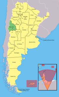 محل استان سن خوآن در نقشهٔ آرژانتین