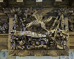 Wood carving on overmantel in Provinciehuis Groningen