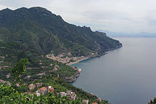 View of the coast of Amalfi from the mountainside