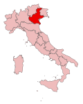 Kart over Veneto i Italia