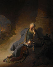 Rembrandt Harmensz. van Rijn - Jeremia treurend over de verwoesting van Jeruzalem - Google Art Project.jpg