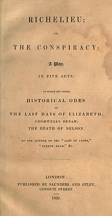 First edition title page Richelieu by Lytton, 1st edition title page.jpg