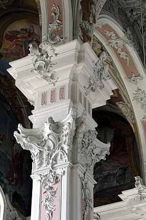 Rococo detail of a column from St. Peter's Church (Mainz, Germany)