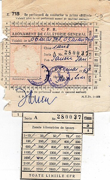 File:Romania railway ticket pass abonament CFR 1968 01.jpg