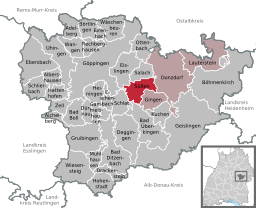 Läget för Süßen i Landkreis Göppingen