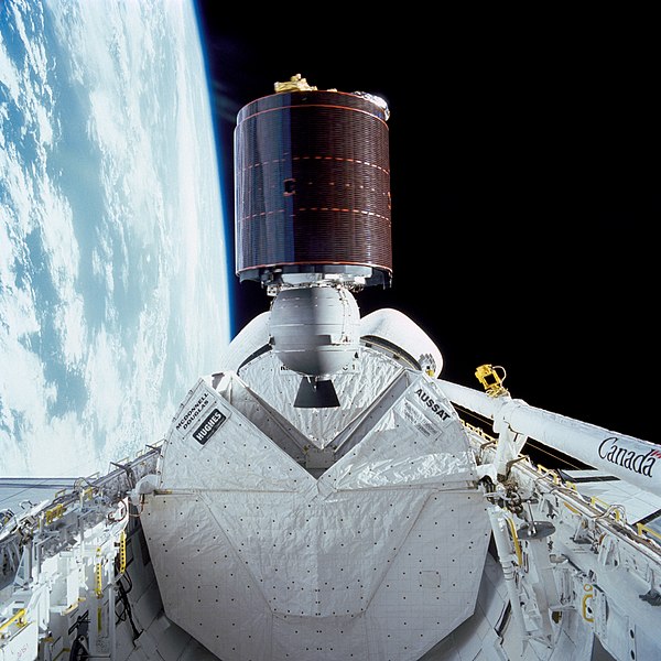 Aussat 1 (now Optus A1) on deployment from Space Shuttle Discovery on STS-51-I