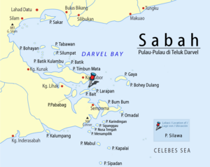 Location of Pulau Silawa in Darvel Bay