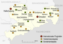 Karte der Flughäfen und Landeplätze in Sachsen