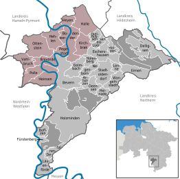 Kaart van Samtgemeinde Bodenwerder-Polle