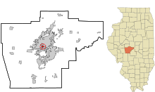 Sangamon County Illinois włączone i niezarejestrowane obszary Jerome highlighted.svg