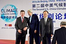 Walsh with United States Secretary of State John Kerry and Chinese State Councillor Yang Jiechi at the 2016 U.S.-China Climate-Smart Low-Carbon Cities Summit in Beijing Secretary Kerry and Chinese Vice Premier Li Stand With Boston Mayor Marty Walsh at the U.S.-China Climate-Smart Low-Carbon Cities Summit in Beijing (27563120075).jpg