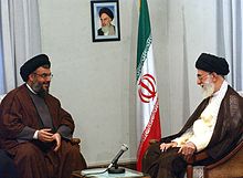 A meeting between Supreme Leader of Iran Ali Khamenei and Secretary general of Hezbollah Hassan Nasrallah in 2005 Seyyed Ali Khamenei and Seyyed Hassan Nasrallah by khamenei.ir 01(2005) 01.jpg