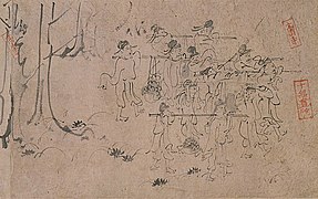 Peinture libre à l'encre. Rouleau illustré de la butte du Shōgun, XIIIe.