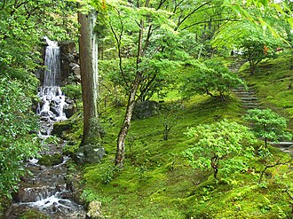 Upper Garden pond Shugaku-in Imperial Villa - Upper Garden waterfall.JPG