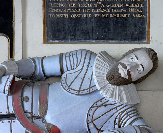 Effigy of Sir Arthur Acland (died 1610) of Acland. Detail from his monument in Landkey Church