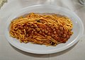 Spaghetti alla chitarra con pallottine (polpettine), tipici della cucina teramana