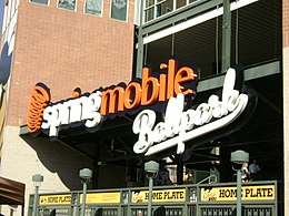 An entrance gate to Smith's Ballpark (former stadium name Spring Mobile Ballpark pictured), home of the Bees Spring Mobile Ballpark.JPG