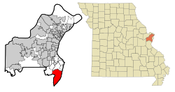 Location of Oakville, Missouri