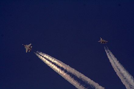 Indian Air Force's Sukhoi Su-30MKIs during a Thach Weave manoeuvre.