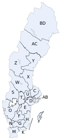 Адміністрацыйная карта Швецыі